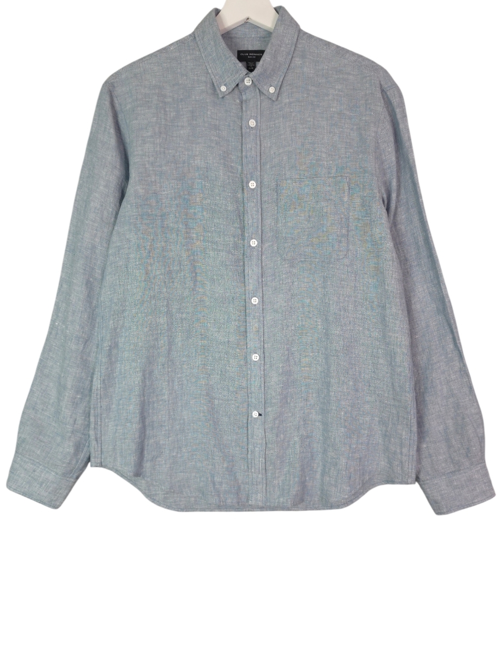 Club Monaco Light Blue Slim Fit Button-Down Linen Shirt